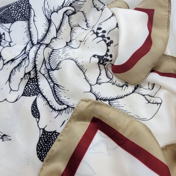 ✨Elegant Bandana Square Silky Scarf Satin Floral White Red Shawl hijab headband - Picture 3 of 6